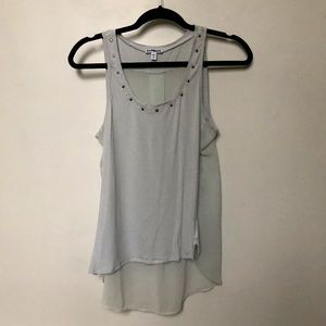 Light Green Studded Sleeveless Blouse Sheer Back